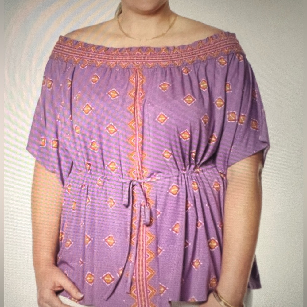 NEW! Colleen Lopez Off-The-Shoulder Printed Top